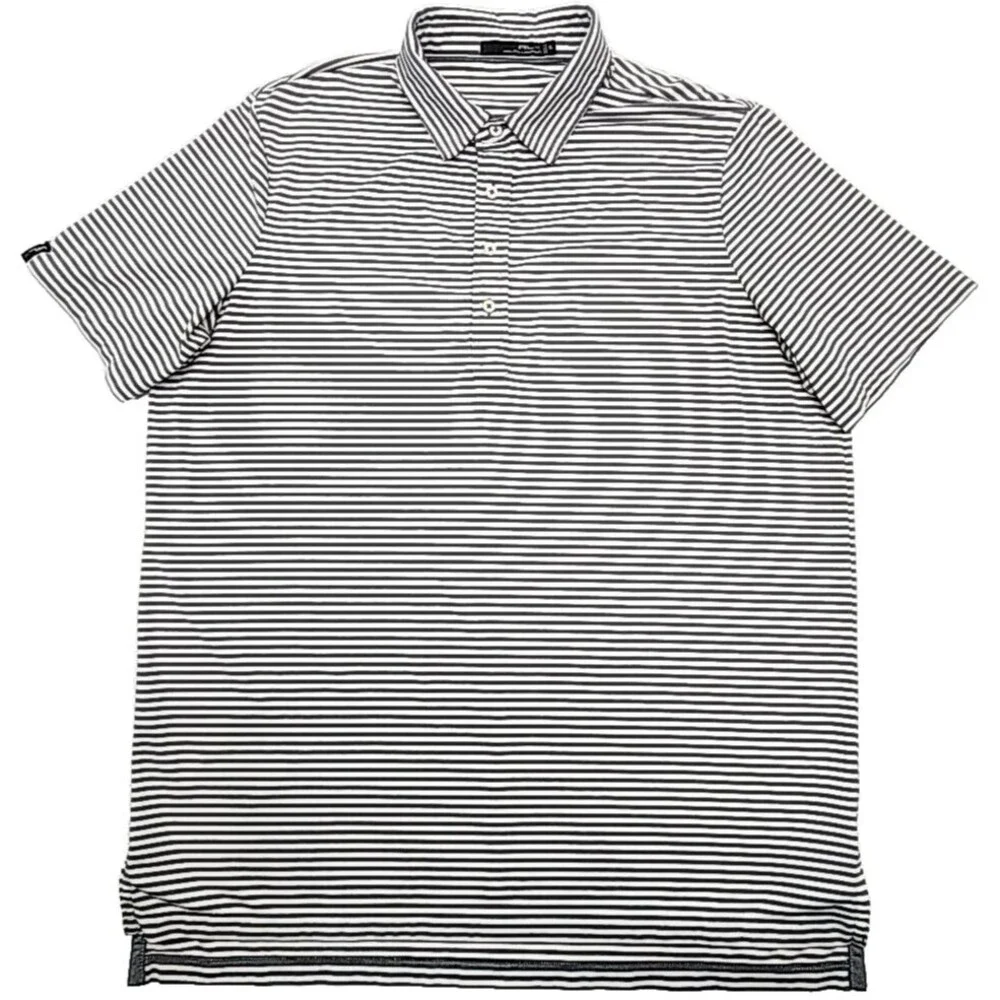 RLX Ralph Lauren Polo Golf Shirt Gray White Stripe Men Size XL Stretch